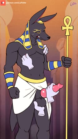 Anubis getting jerked off'