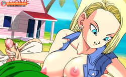 android 18 giving a handjob'