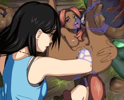 Cartoon babe fisting a dark skinned dog gal'