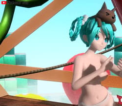 Nude Hatsune Miku cute ass dance Clover Club Project Diva'