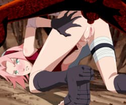 Sakura giving up the booty to nine tails'