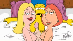 Francine, Marge, and Lois tit fuck lucky stiff'
