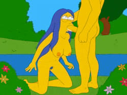 Marge deep throating a long cock'
