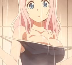 Hot anime babe removing her swimsuit in the shower'