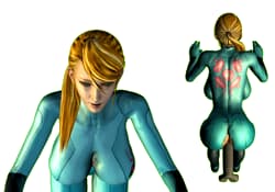 3d anal animated ass ass_cutout bent_over blonde_hair bodysuit bouncing_breasts breasts female female_only from_behind gif green_eyes hanging_breasts human large_breasts long_hair metroid nintendo ponytail samus_aran skin_tight solo torn_clothes zero_suit'