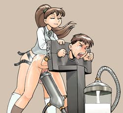Hentai pegging gif. Bound sissy milking machine strap-on l pegging guy femdom cartoons by japanese femdom artists Kami Tora'