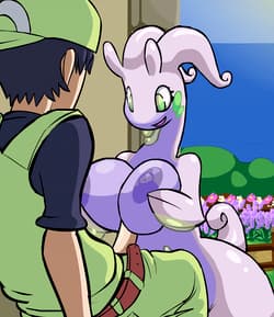 Goodra with trainer'