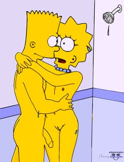 Bart and Lisa in the shower'