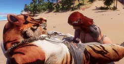 Tiger Beast gets a blowjob from red hair slut'