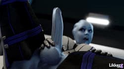 Liara blowing a load from her huge cock'