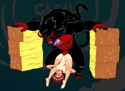 Big demon pounding a babe'