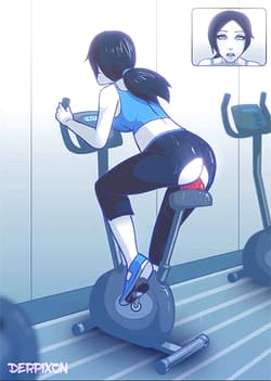 Wii trainer on dildo bike'