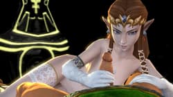 Princess Zelda strokes Link's cock'
